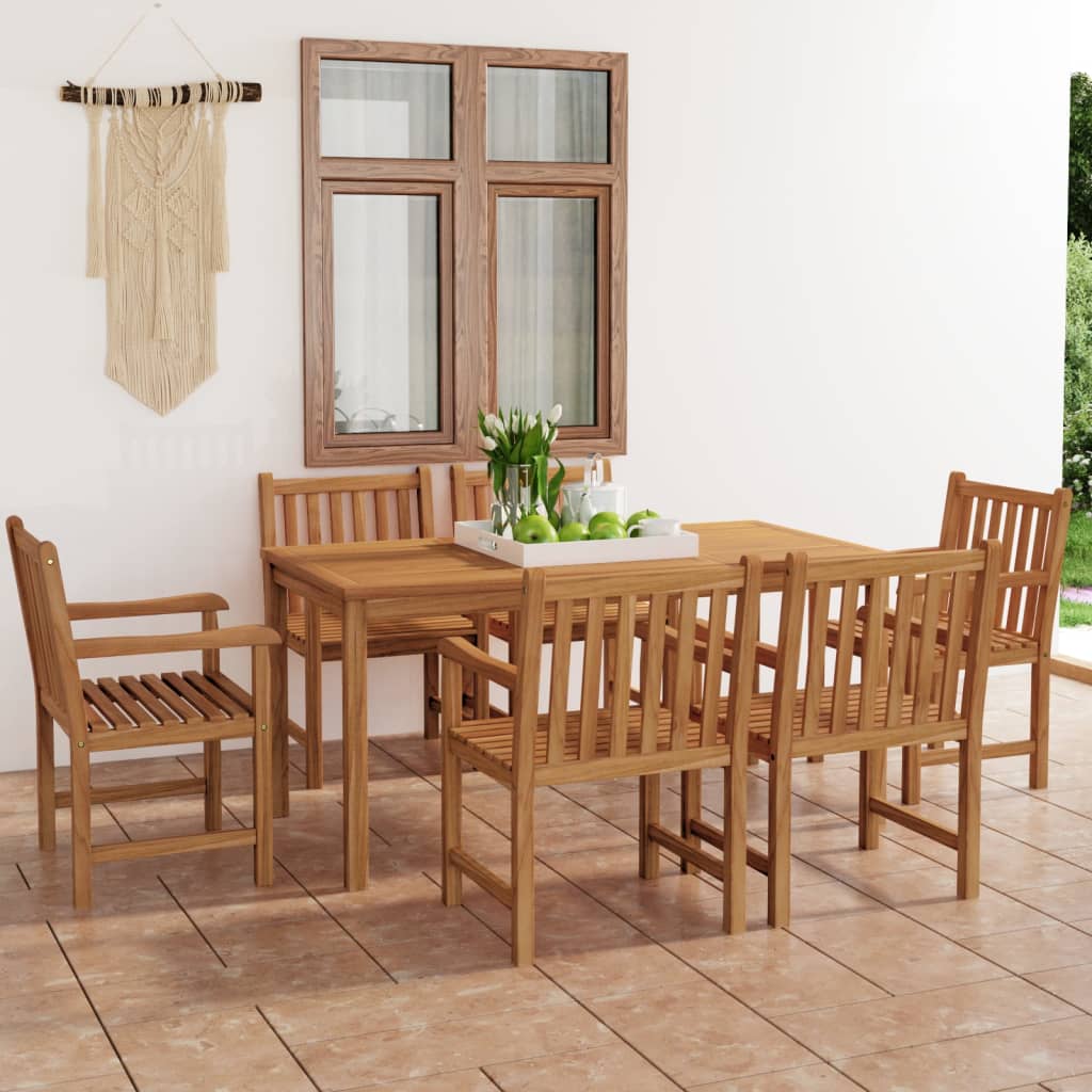vidaXL Garden Dining Set | Natural Teak - Brown