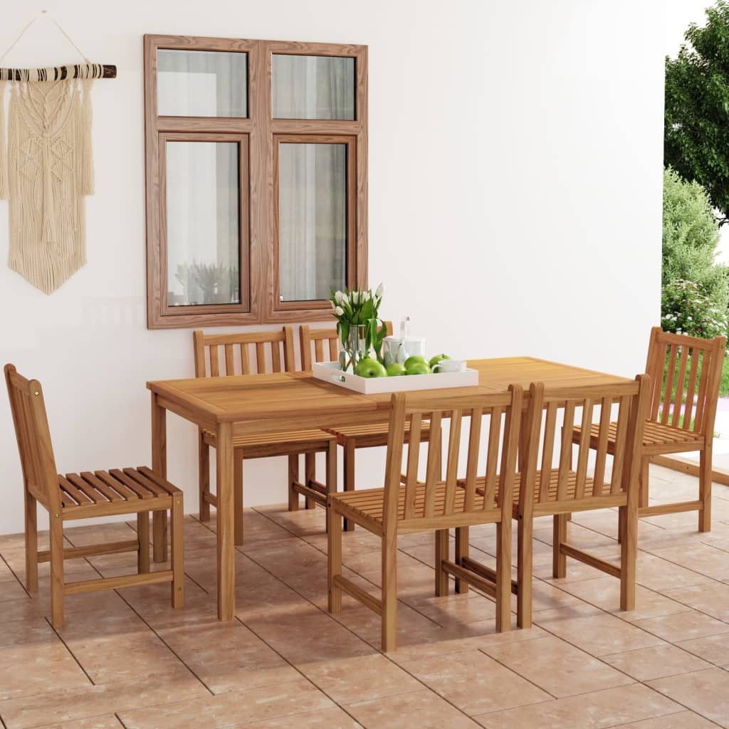 vidaXL 7 Piece Garden Dining Set 180x90 cm Solid Teak Wood - Brown