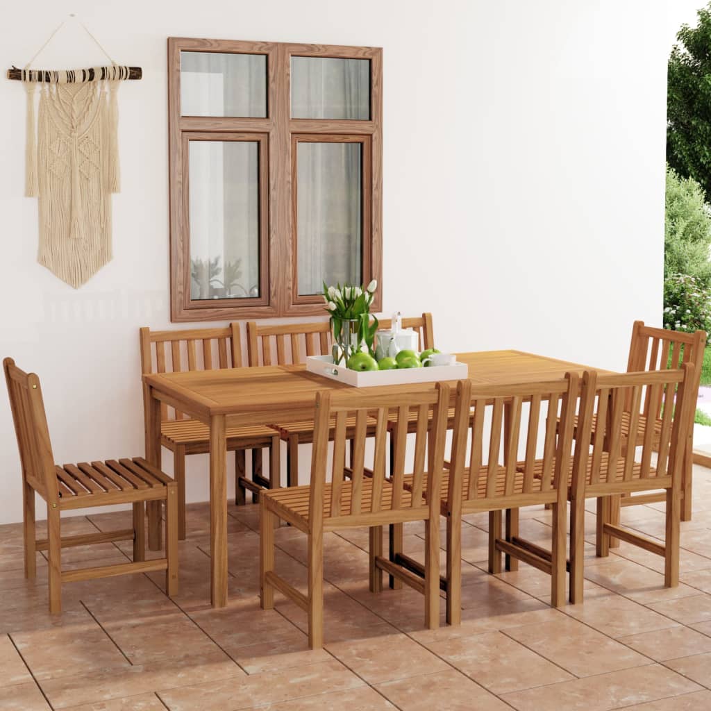 vidaXL Garden Dining Set | Warm Teak | Solid Teak Wood | Standard | Durable - Brown