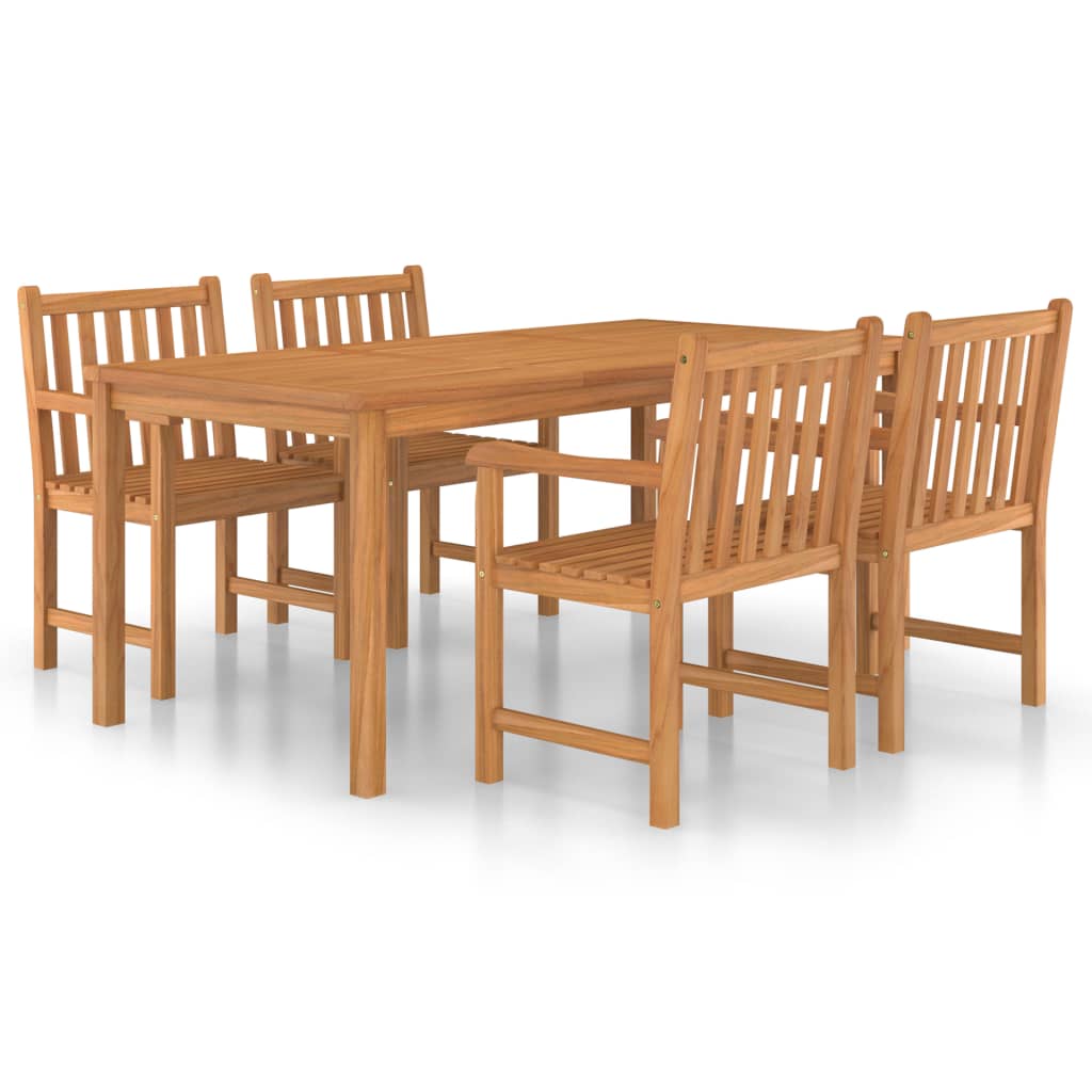 vidaXL 5 Piece Garden Dining Set 180x90 cm Solid Teak Wood - Brown