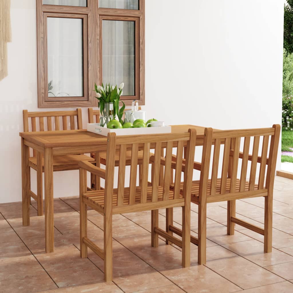 vidaXL 5 Piece Garden Dining Set 180x90 cm Solid Teak Wood - Brown