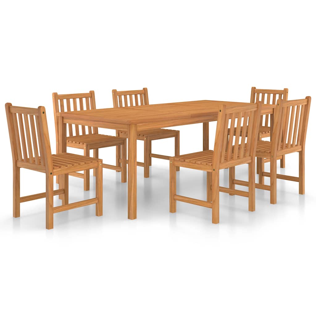 vidaXL Garden Dining Set | Natural Teak | Large | Seats 7 | Rectangular - Brown