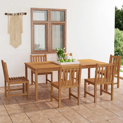 vidaXL Garden Dining Set | Natural Teak | Large | Seats 7 | Rectangular - Brown