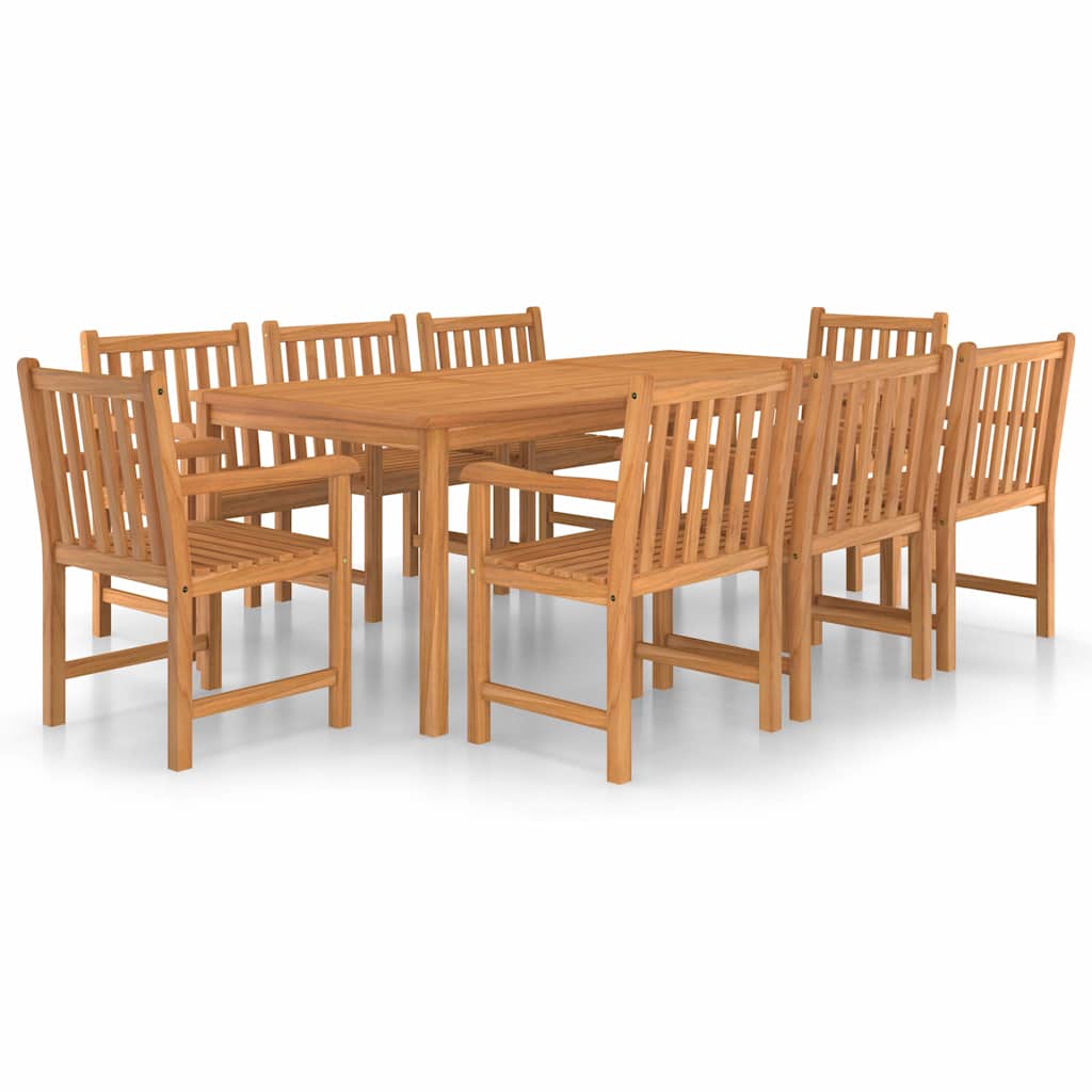 vidaXL 9 Piece Garden Dining Set 200x100 cm Solid Teak Wood - Brown