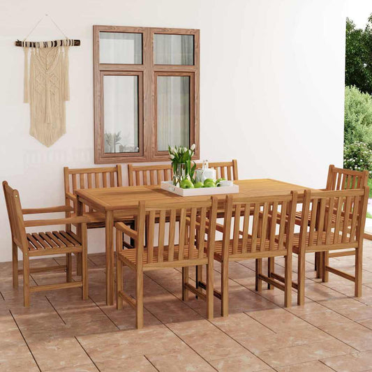 vidaXL 9 Piece Garden Dining Set 200x100 cm Solid Teak Wood - Brown