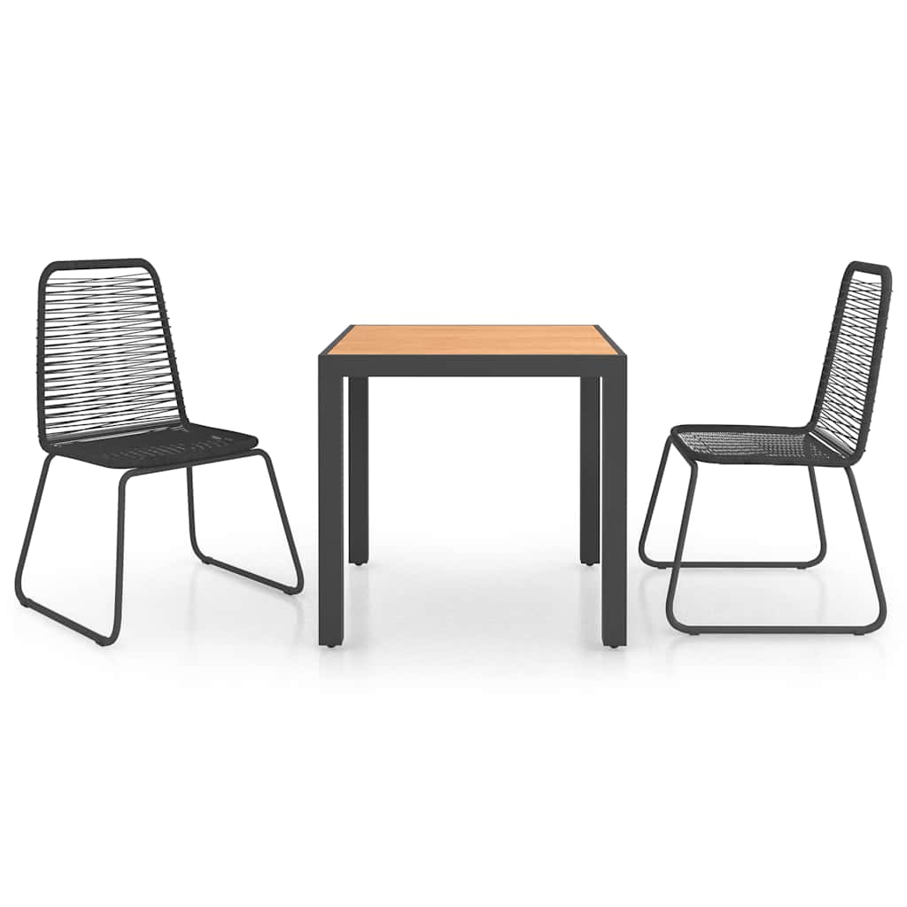vidaXL Dining Set | Black and Brown | PVC Rattan | Compact | Lightweight - 79 cm table length