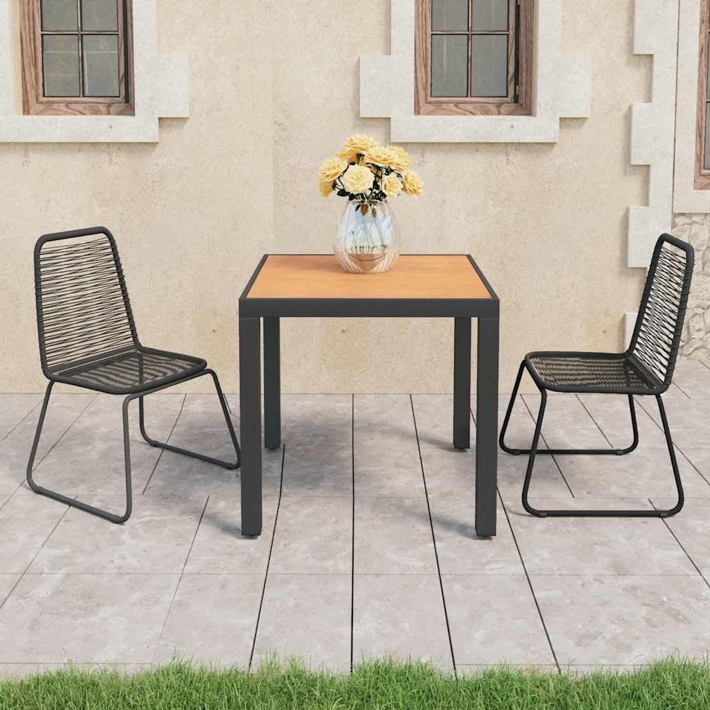 vidaXL Dining Set | Black and Brown | PVC Rattan | Compact | Lightweight - 79 cm table length