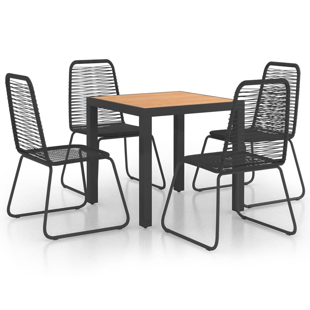 vidaXL Dining Set | Black and Brown | WPC, Aluminium, PVC Rattan, Steel - 79 cm table length