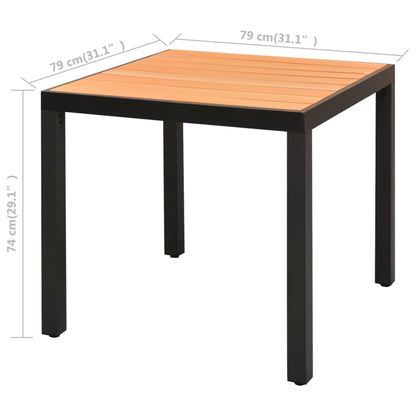 vidaXL Dining Set | Black and Brown | WPC, Aluminium, PVC Rattan, Steel - 79 cm table length