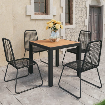 vidaXL Dining Set | Black and Brown | WPC, Aluminium, PVC Rattan, Steel - 79 cm table length