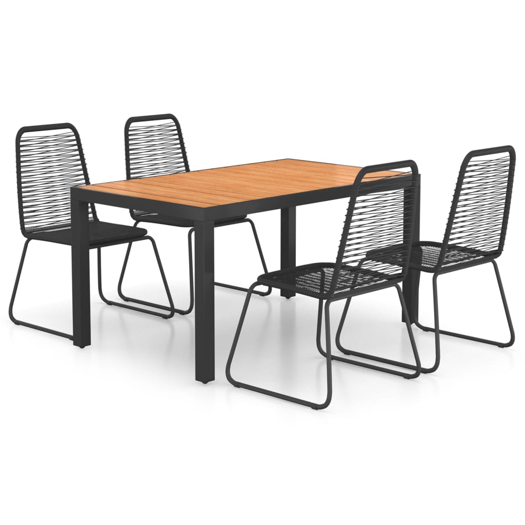 vidaXL Dining Set | Black and Brown - 150 cm table length
