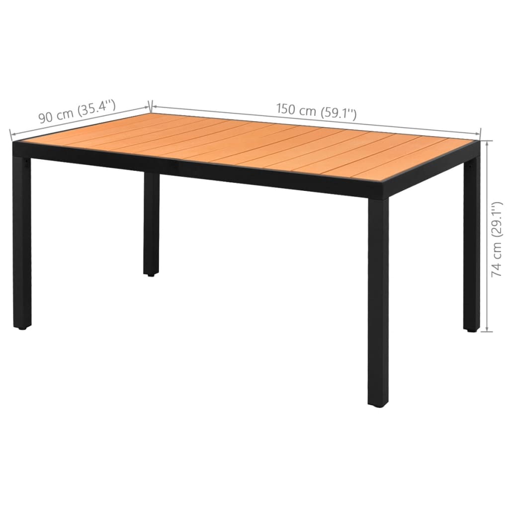 vidaXL Dining Set | Black and Brown - 150 cm table length