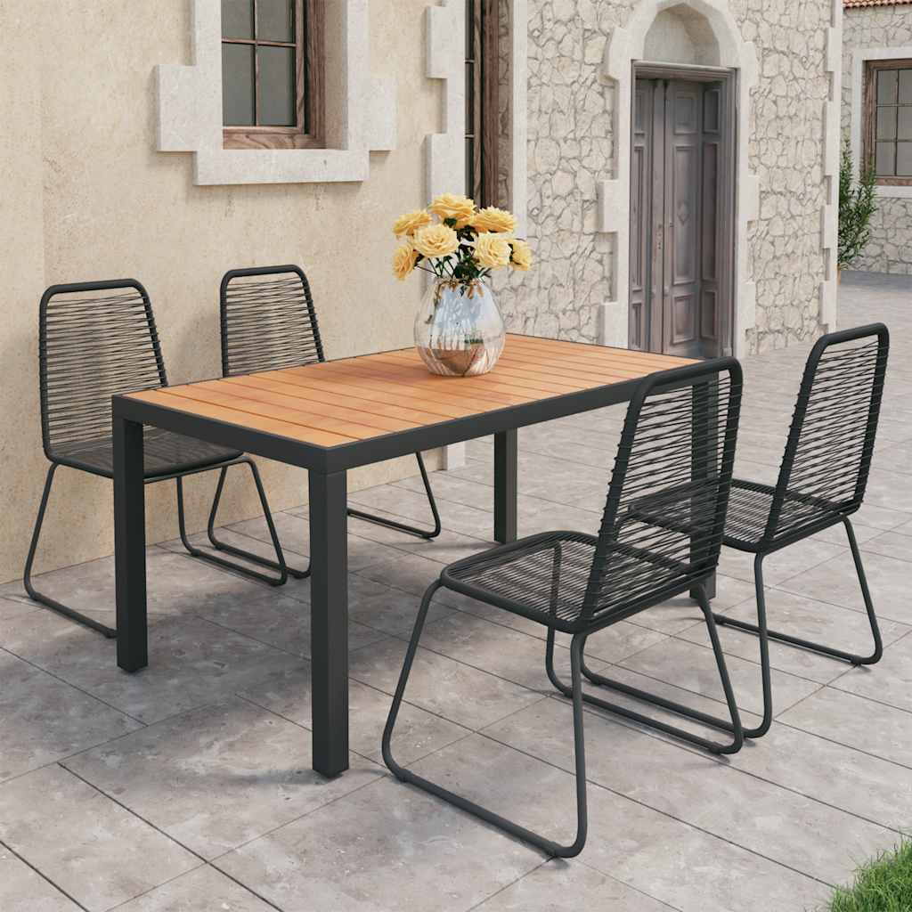 vidaXL Dining Set | Black and Brown - 150 cm table length