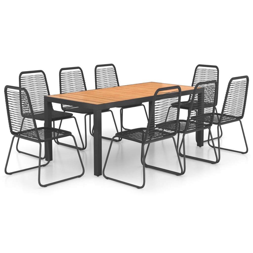 vidaXL Dining Set | Black and Brown - 184.5 cm table length