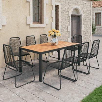 vidaXL Dining Set | Black and Brown - 184.5 cm table length