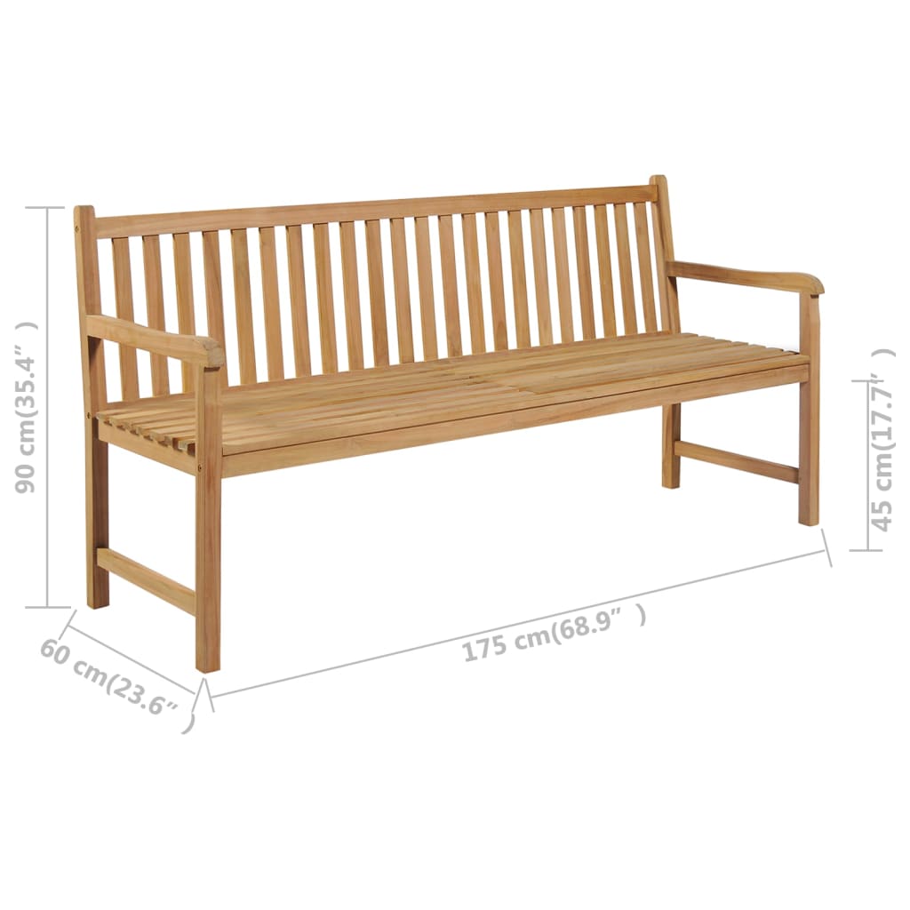 vidaXL Garden Bench 175 cm Solid Teak Wood - Brown
