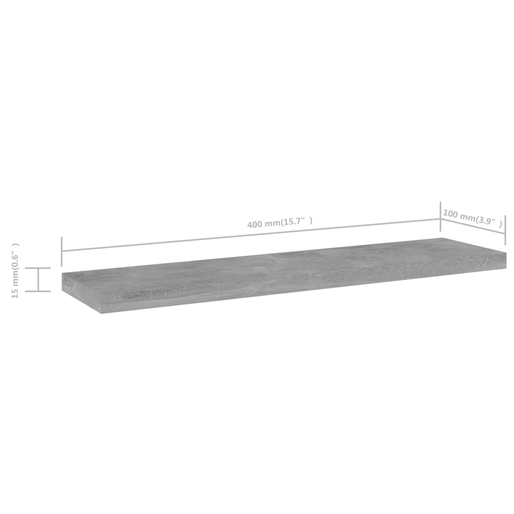 805130 vidaXL Bookshelf Boards 4 pcs Concrete Grey 40x10x1,5 cm Engineered Wood