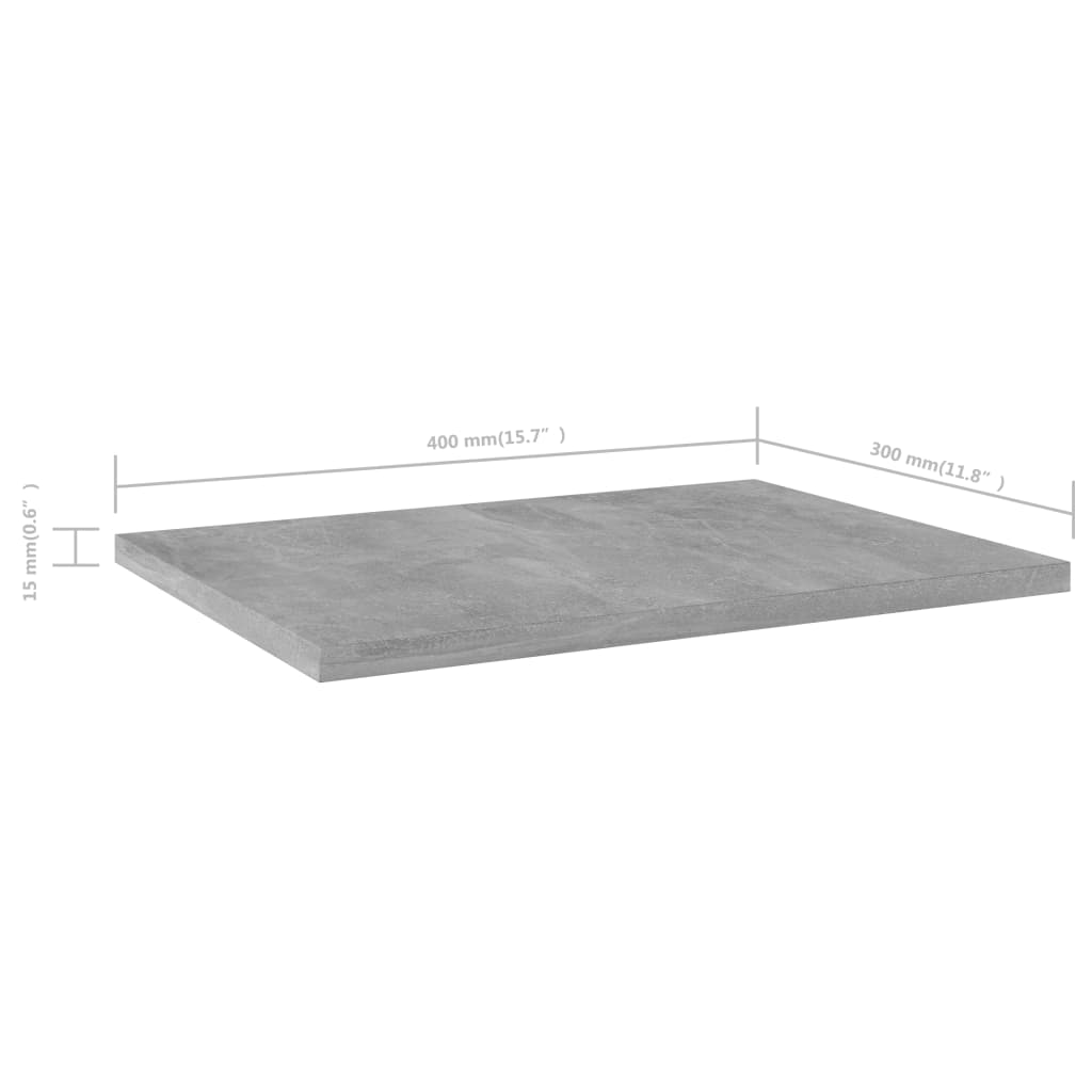 805162 vidaXL Bookshelf Boards 4 pcs Concrete Grey 40x30x1,5 cm Engineered Wood