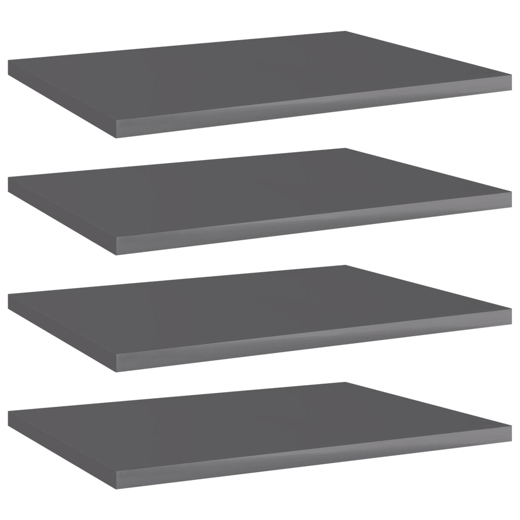 805168 vidaXL Bookshelf Boards 4 pcs High Gloss Grey 40x30x1,5 cm Engineered Wood