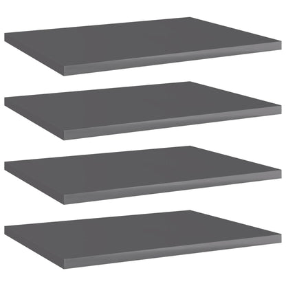 805168 vidaXL Bookshelf Boards 4 pcs High Gloss Grey 40x30x1,5 cm Engineered Wood