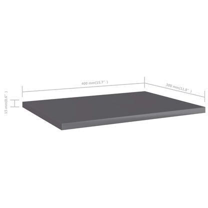 805168 vidaXL Bookshelf Boards 4 pcs High Gloss Grey 40x30x1,5 cm Engineered Wood