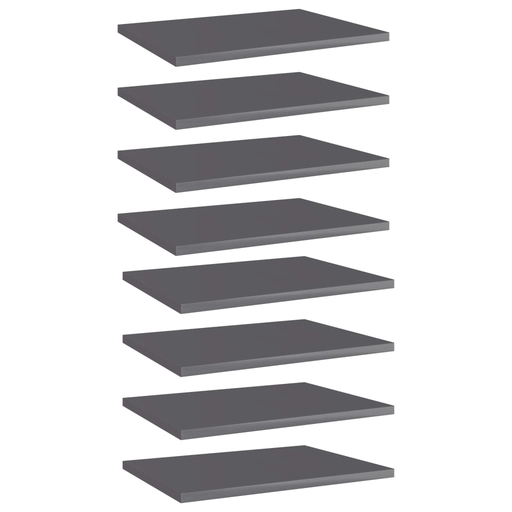805169 vidaXL Bookshelf Boards 8 pcs High Gloss Grey 40x30x1,5 cm Engineered Wood