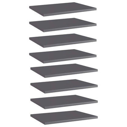 805169 vidaXL Bookshelf Boards 8 pcs High Gloss Grey 40x30x1,5 cm Engineered Wood