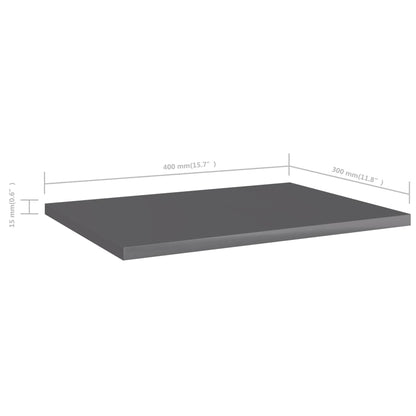 805169 vidaXL Bookshelf Boards 8 pcs High Gloss Grey 40x30x1,5 cm Engineered Wood