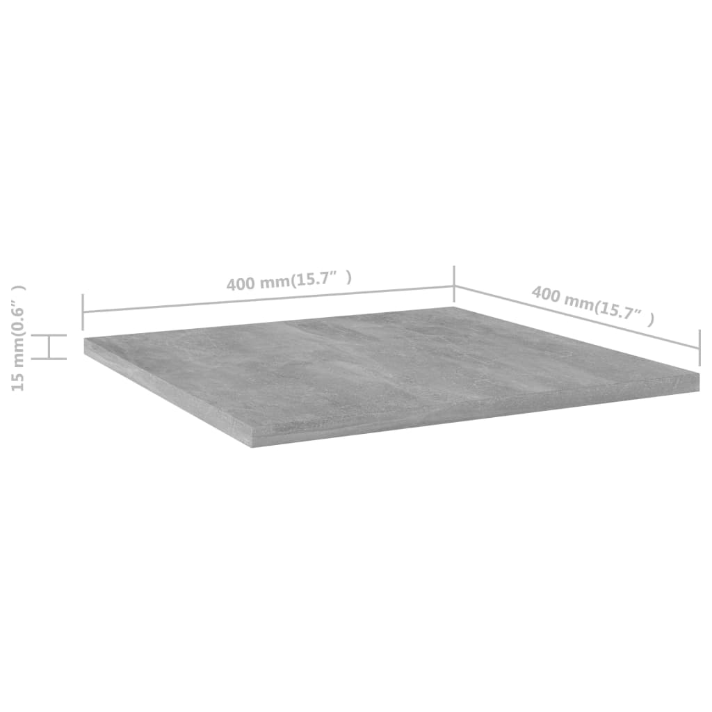 805178 vidaXL Bookshelf Boards 4 pcs Concrete Grey 40x40x1,5 cm Engineered Wood
