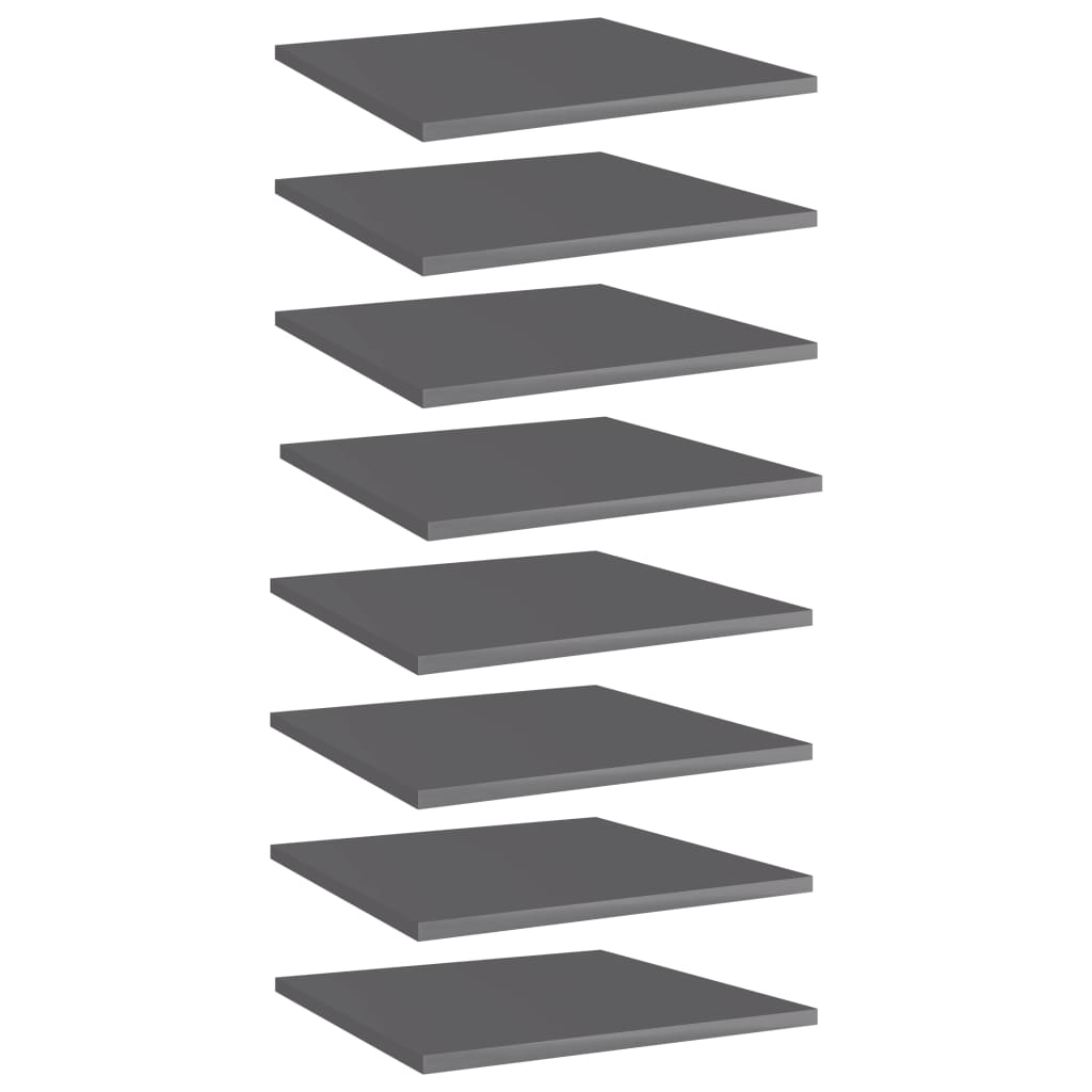 805185 vidaXL Bookshelf Boards 8 pcs High Gloss Grey 40x40x1,5 cm Engineered Wood