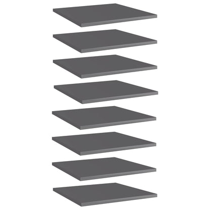 805185 vidaXL Bookshelf Boards 8 pcs High Gloss Grey 40x40x1,5 cm Engineered Wood