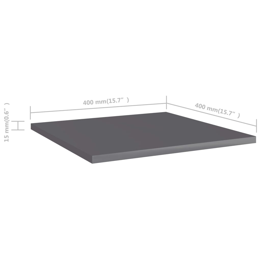 805185 vidaXL Bookshelf Boards 8 pcs High Gloss Grey 40x40x1,5 cm Engineered Wood