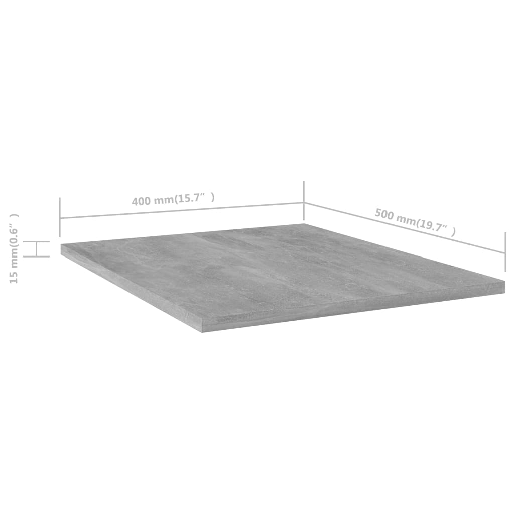 805194 vidaXL Bookshelf Boards 4 pcs Concrete Grey 40x50x1,5 cm Engineered Wood