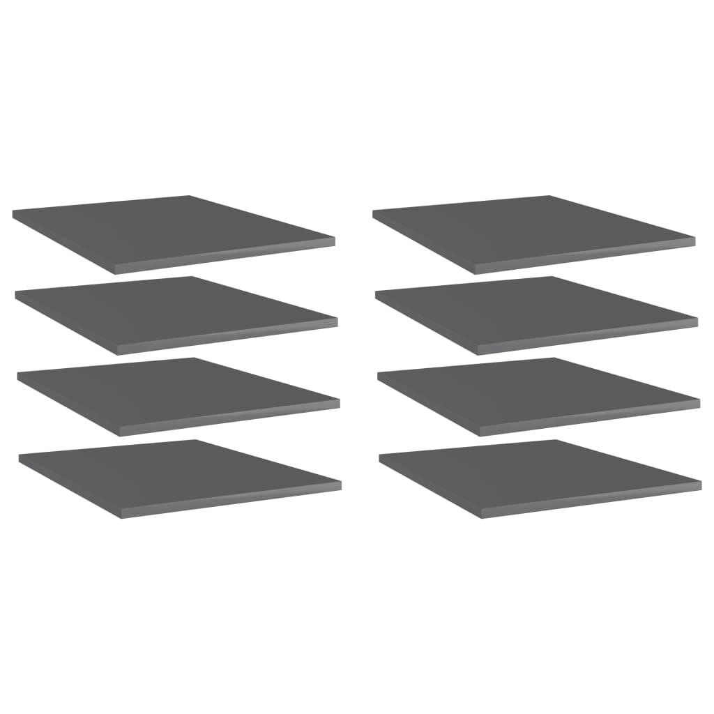 805201 vidaXL Bookshelf Boards 8 pcs High Gloss Grey 40x50x1,5 cm Engineered Wood