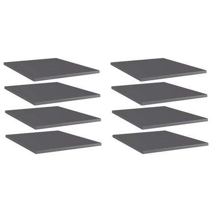 805201 vidaXL Bookshelf Boards 8 pcs High Gloss Grey 40x50x1,5 cm Engineered Wood