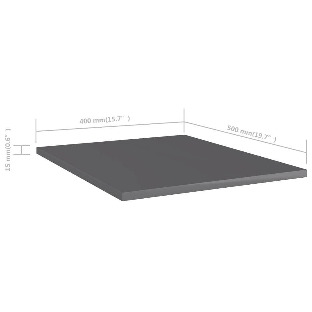 805201 vidaXL Bookshelf Boards 8 pcs High Gloss Grey 40x50x1,5 cm Engineered Wood