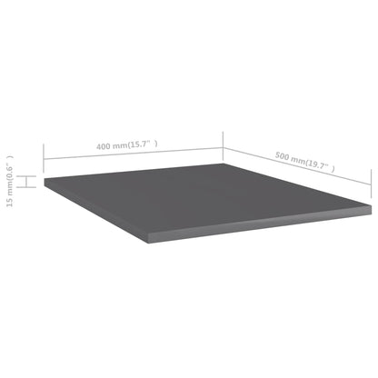 805201 vidaXL Bookshelf Boards 8 pcs High Gloss Grey 40x50x1,5 cm Engineered Wood
