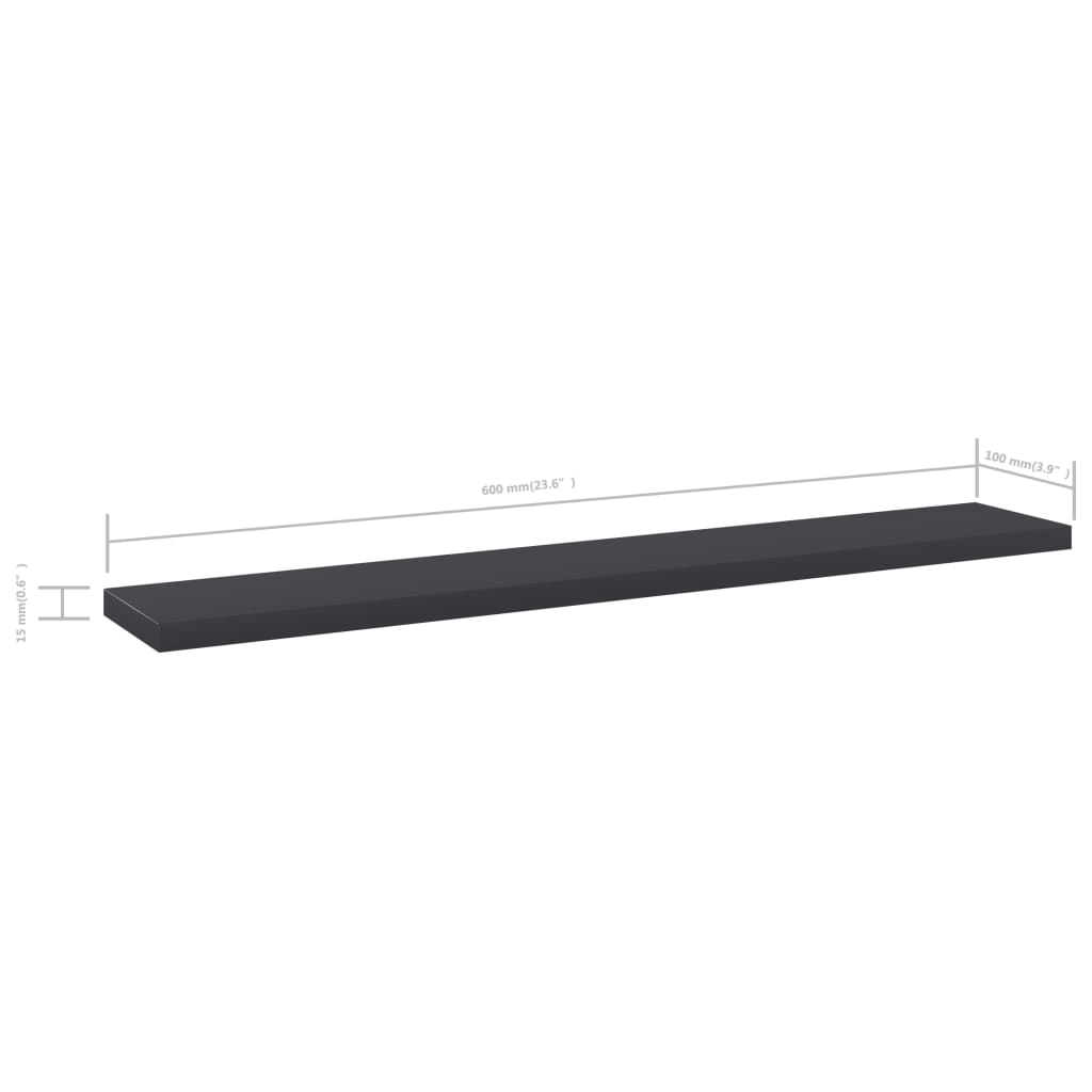 805206 vidaXL Bookshelf Boards 4 pcs Grey 60x10x1,5 cm Engineered Wood