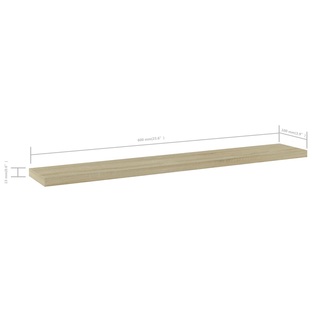 805208 vidaXL Bookshelf Boards 4 pcs Sonoma Oak 60x10x1,5 cm Engineered Wood - Brown