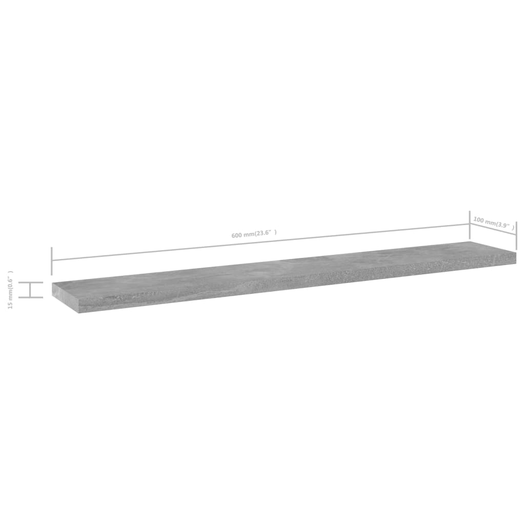 805210 vidaXL Bookshelf Boards 4 pcs Concrete Grey 60x10x1,5 cm Engineered Wood