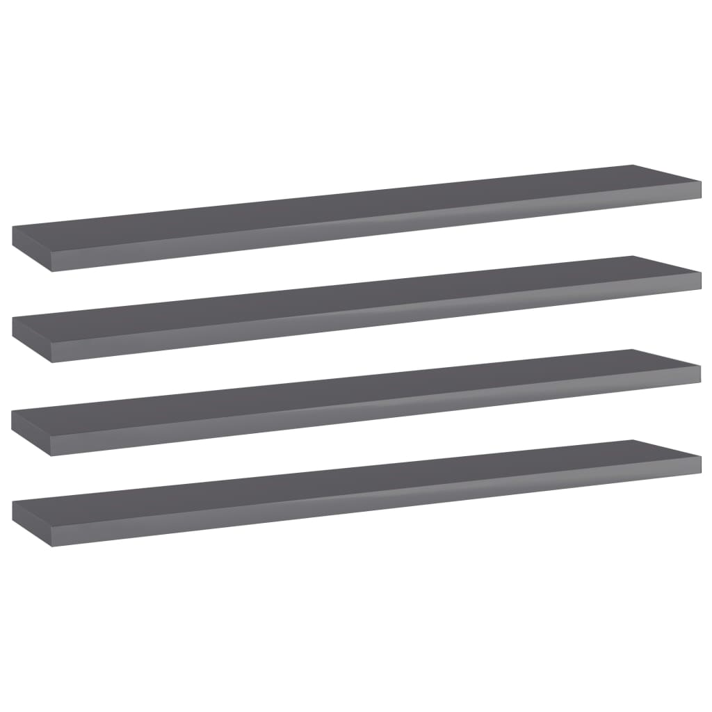 805216 vidaXL Bookshelf Boards 4 pcs High Gloss Grey 60x10x1,5 cm Engineered Wood