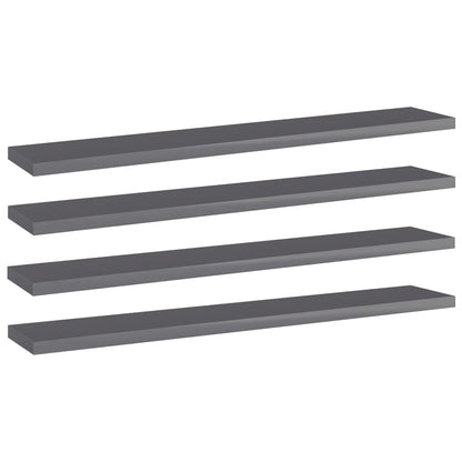 805216 vidaXL Bookshelf Boards 4 pcs High Gloss Grey 60x10x1,5 cm Engineered Wood