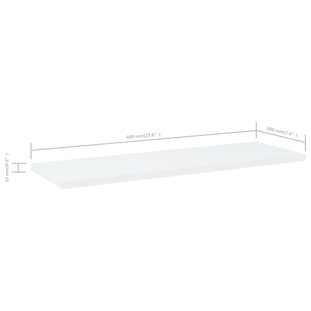 805218 vidaXL Bookshelf Boards 4 pcs White 60x20x1,5 cm Engineered Wood