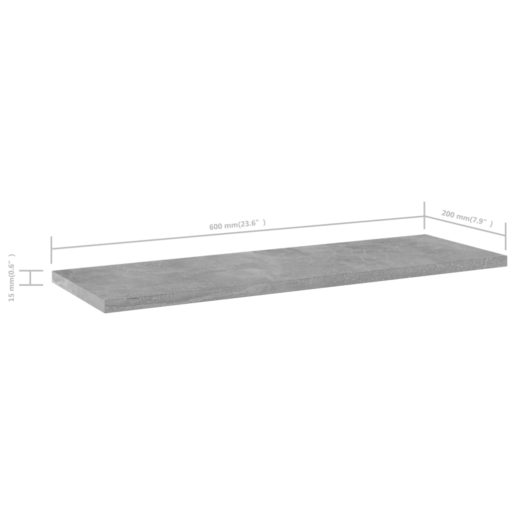805226 vidaXL Bookshelf Boards 4 pcs Concrete Grey 60x20x1,5 cm Engineered Wood