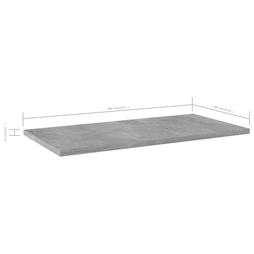 805242 vidaXL Bookshelf Boards 4 pcs Concrete Grey 60x30x1,5 cm Engineered Wood