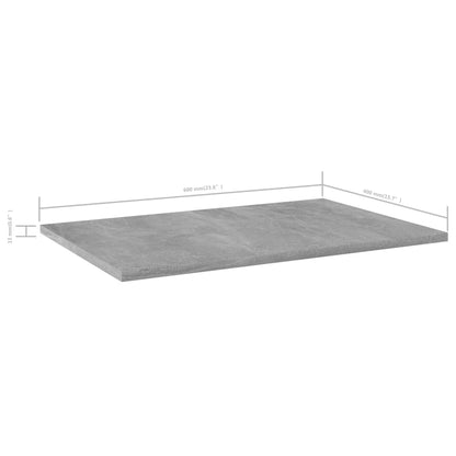805258 vidaXL Bookshelf Boards 4 pcs Concrete Grey 60x40x1,5 cm Engineered Wood