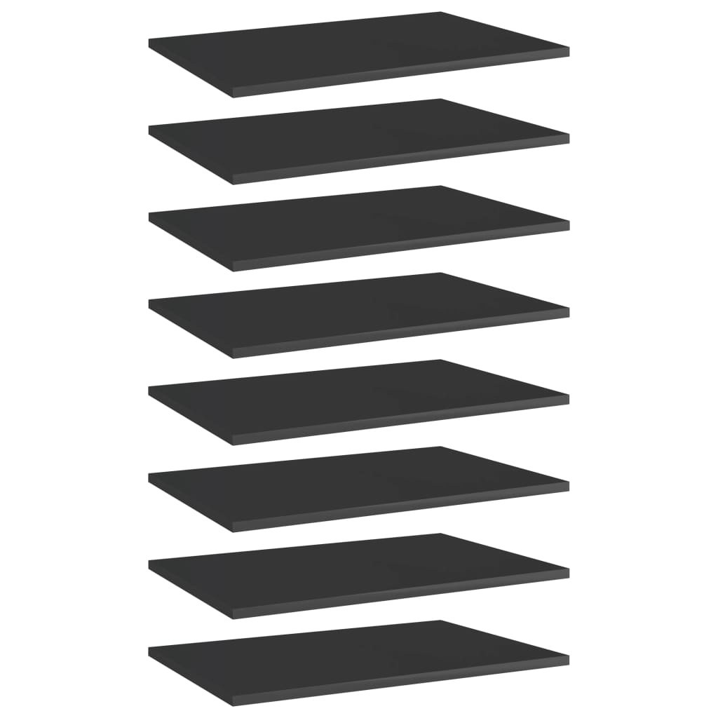 805263 vidaXL Bookshelf Boards 8 pcs High Gloss Black 60x40x1,5 cm Engineered Wood