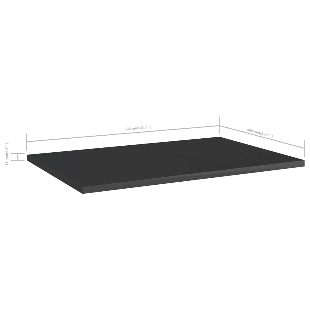 805263 vidaXL Bookshelf Boards 8 pcs High Gloss Black 60x40x1,5 cm Engineered Wood