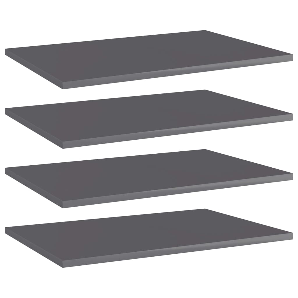805264 vidaXL Bookshelf Boards 4 pcs High Gloss Grey 60x40x1,5 cm Engineered Wood