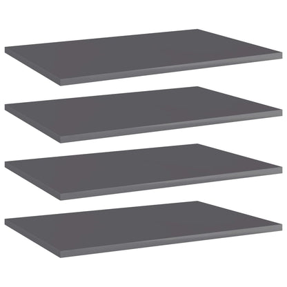 805264 vidaXL Bookshelf Boards 4 pcs High Gloss Grey 60x40x1,5 cm Engineered Wood